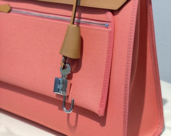 HERMES HERBAG ZIP 31 BAG PALLADIUM HARDWARE PINK 31CM