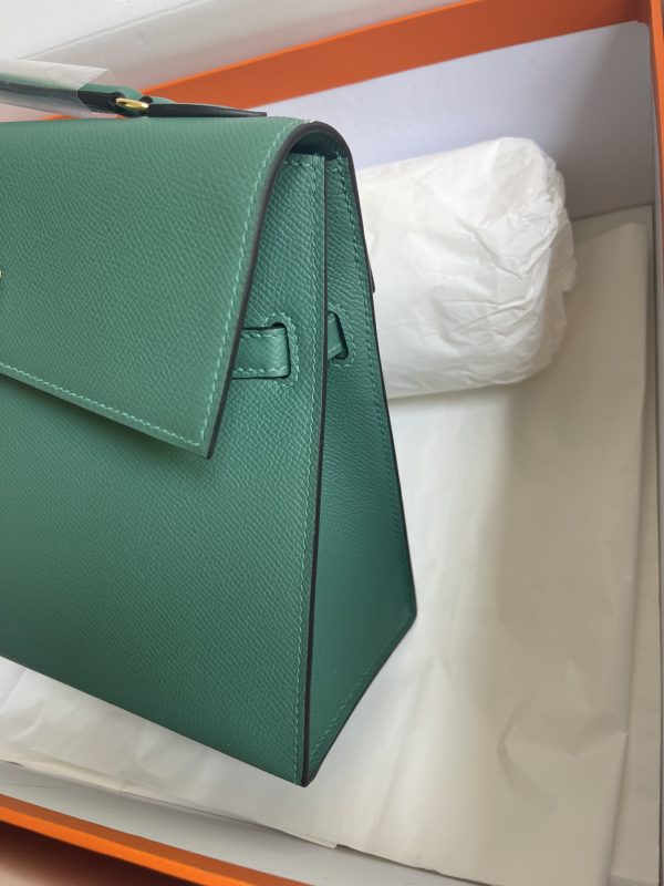 HERMES KELLY SELLIER EN DESORDRE EPSOM GOLD-TONED HARDWARE DARK GREEN 25CM