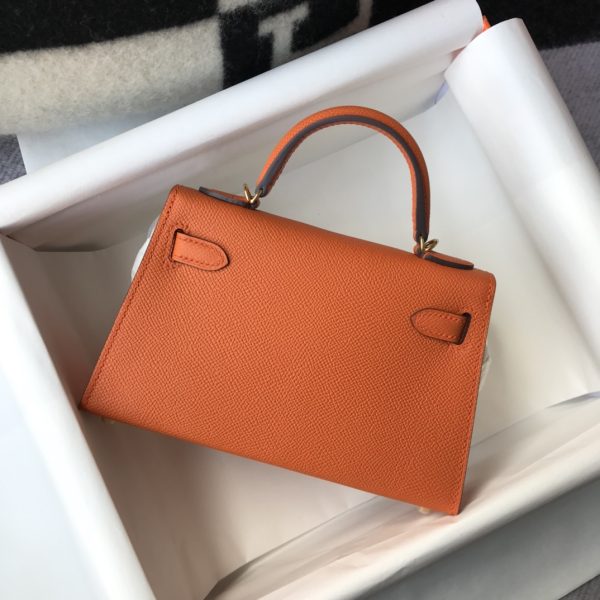 HERMES KELLY ORANGE SELLIER ROUGE EPSOM GOLD HARDWARE 19CM