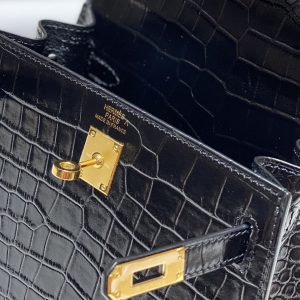 HERMES MINI KELLY K20 GOLD-TONED HARDWARE BLACK 20CM