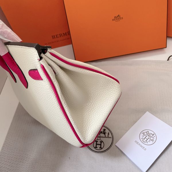 HERMES BIRKIN MINI GOLD HARDWARE EPSOM WHITE & PINK 20CM