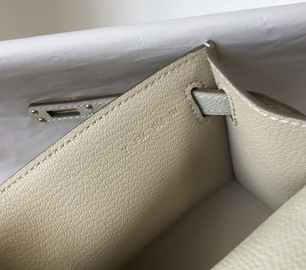 HERMES MINI KELLY POCHETTE GOLD TONED HARDWARE WHITE 22CM