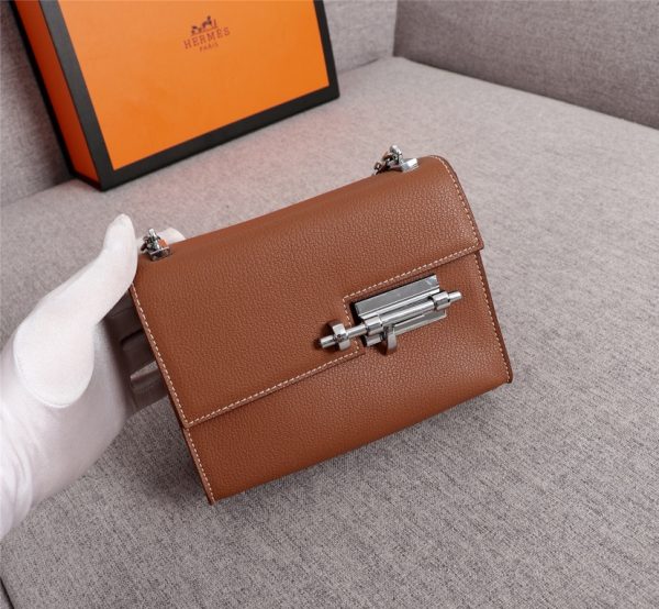 HERMES VERROU CHAINE BAG BROWN 17CM