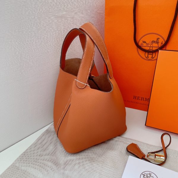 HERMES PICOTIN CLEMENCE GOLD HARDWARE BROWN 22CM