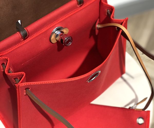 HERMES HERBAG ZIP 31 BAG PALLADIUM HARDWARE RED 31CM