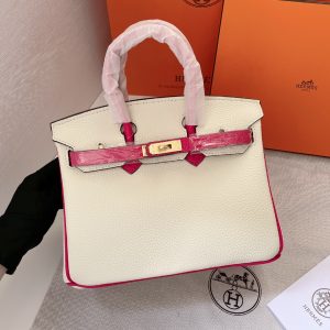 HERMES BIRKIN MINI GOLD HARDWARE EPSOM WHITE & PINK 20CM