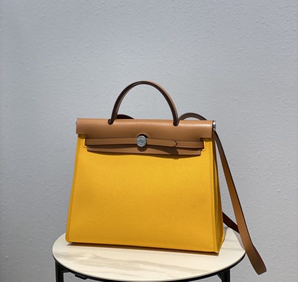 HERMES HERBAG ZIP 31 BAG PALLADIUM HARDWARE YELLOW 31CM