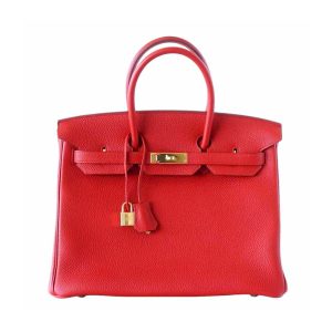 HERMES BIRKIN SWIFT S3 BRIGHT RED GOLD HARDWARE 25CM