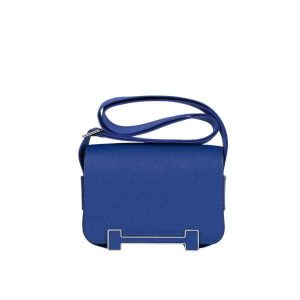 HERMES GETA BLACK CHEVRE GOLD HARDWARE BLUE 20CM