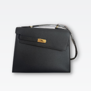 HERMES KELLY SELLIER EN DESORDRE EPSOM GOLD-TONED HARDWARE BLACK 25CM