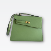 HERMES KELLY SELLIER EN DESORDRE EPSOM GOLD-TONED HARDWARE GREEN 25CM