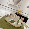 Gucci Virtus Distressed Leather And Webbing Trainers In Grey