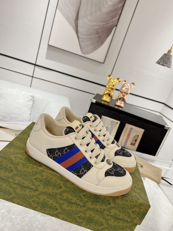 Gucci Beige & Blue Screener Trainers