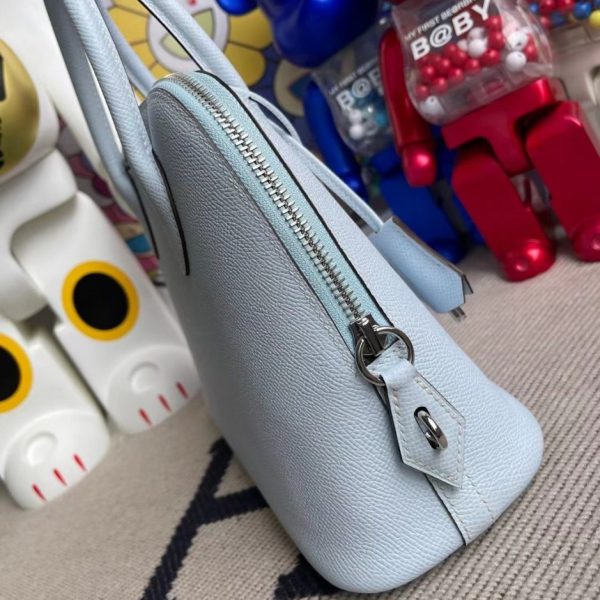 HERMES BOLIDE EPSOM T0 BLUE MIST SILVER HARDWARE 25CM