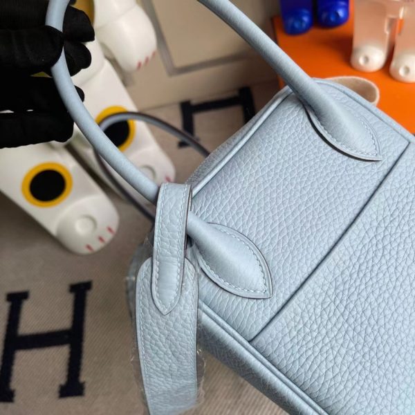 HERMES LINDY CLEMENCE 7N LIGHT BLUE SILVER HARDWARE 26CM