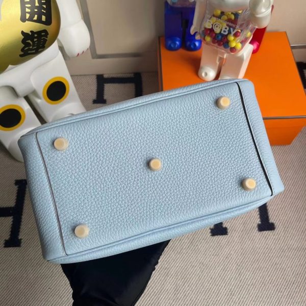 HERMES LINDY CLEMENCE 7N LIGHT BLUE SILVER HARDWARE 26CM