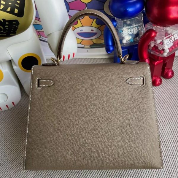 HERMES KELLY EPSOM CK18 ETOUPE GOLD HARDWARE 25CM