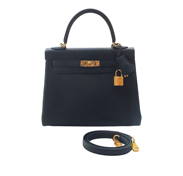 HERMES KELLY BLACK SELLIER ROUGE EPSOM GOLD HARDWARE 32CM