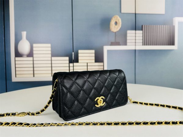 CHANEL Matelasse Classic Flap Bag Lambskin Black Mini