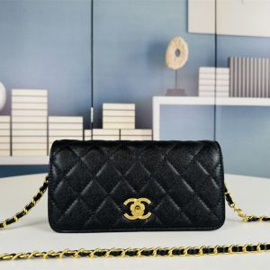 CHANEL Matelasse Classic Flap Bag Lambskin Black Mini