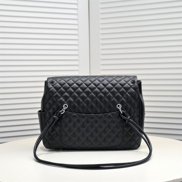 CHANEL Black Lambskin Leather Cambon Handbag