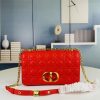 Dior Women Small Dior Caro Bag Supple Cannage Calfskin-Red