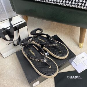 Chanel Lambskin Black Sandals