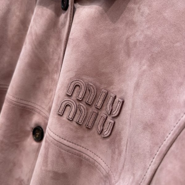 MIU MIU Suede Coat In Raspberry