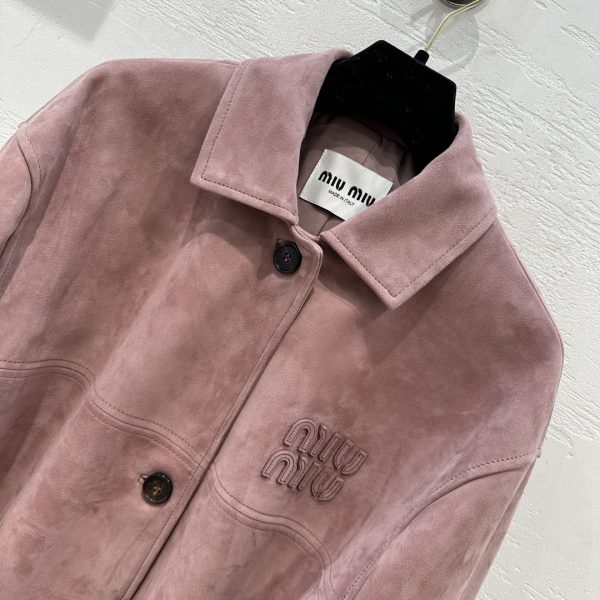 MIU MIU Suede Coat In Raspberry