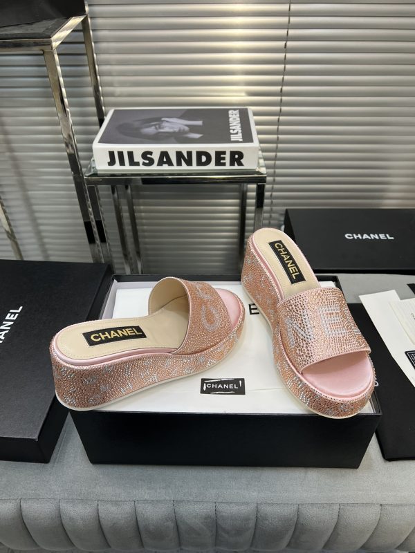 CHANEL BEADED MULES CRYSTAL PINK