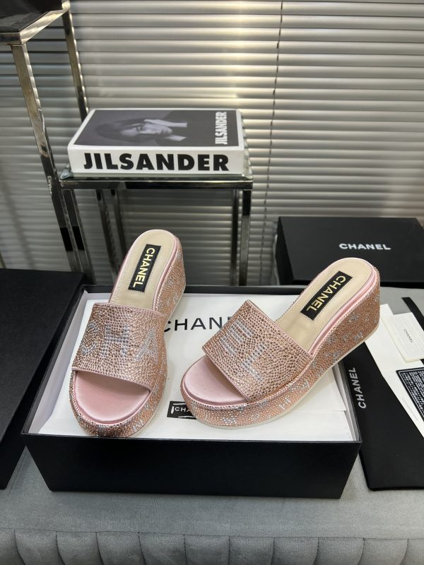 CHANEL BEADED MULES CRYSTAL PINK