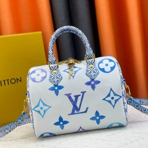 LOUIS VUITTON SPEEDY BANDOULIÈRE WHITE BLUE 25CM