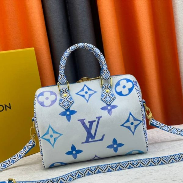 LOUIS VUITTON SPEEDY BANDOULIÈRE WHITE BLUE 25CM