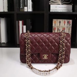 CHANEL CLASSIC HANDBAG LAMBSKIN RED 30CM