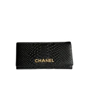 CHANEL PYTHON WALLET BLACK 19CM