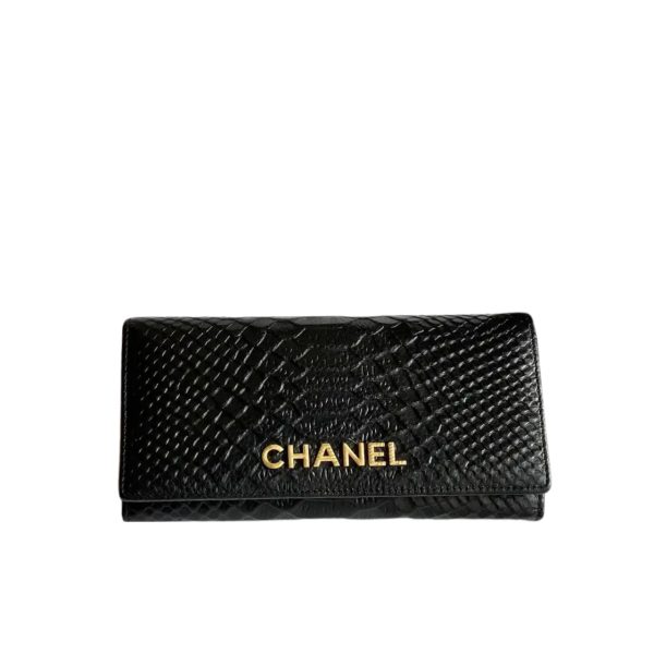 CHANEL PYTHON WALLET BLACK 19CM