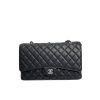 CHANEL CLASSIC LAMBSKIN FLAP SLIVER HARDWARE BLACK 33CM