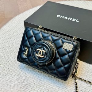 CHANEL CAMERA BAG LAMBSKIN BLACK 18CM AS4817 B16255 94305