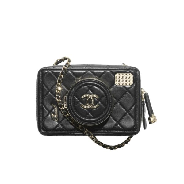 CHANEL CAMERA BAG LAMBSKIN BLACK 18CM AS4817 B16255 94305