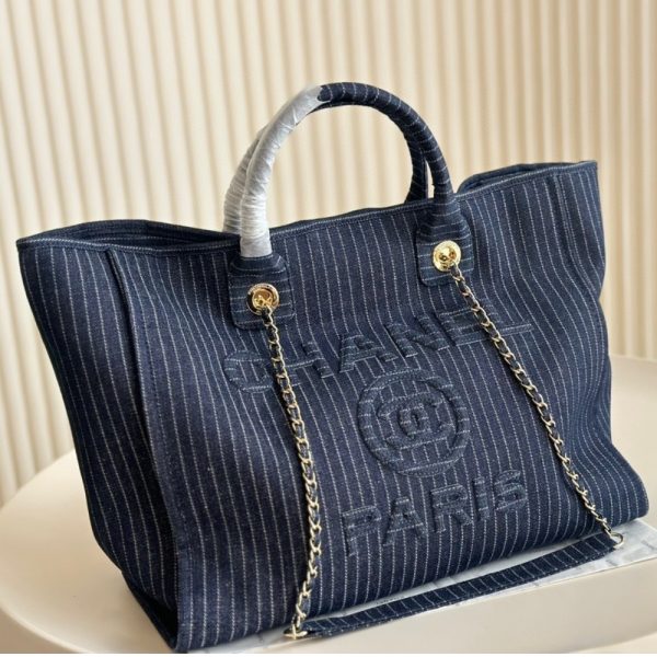 CHANEL SHOPPING BAG DARK BLUE 33CM AS3351 B17399 NZB99