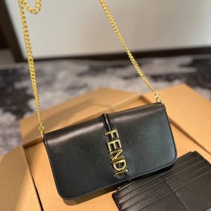 FENDI FENDIGRAPHY WALLET ON CHAIN BLACK 21CM 8BS076A5DYF0KUR