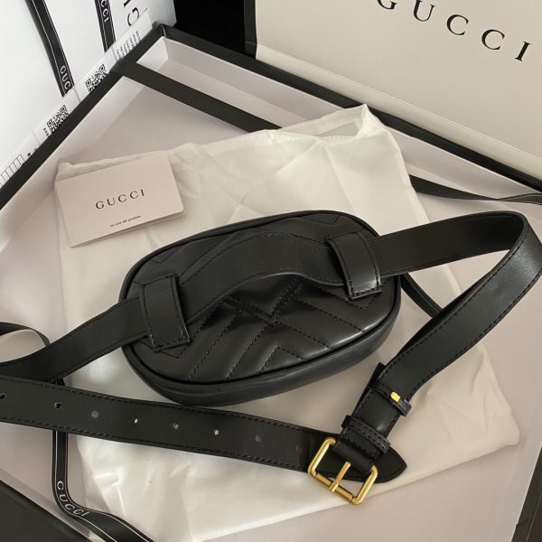 GUCCI GG MARMONT BELT BAG MATELASSE BLACK 18CM