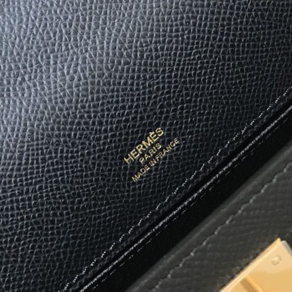 HERMES MINI KELLY POCHETTE GOLD TONED HARDWARE BLACK 22CM