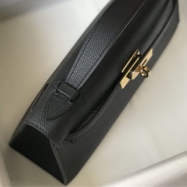 HERMES MINI KELLY POCHETTE GOLD TONED HARDWARE BLACK 22CM