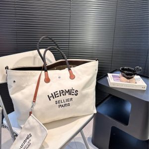 HERMES FOURRE TOUT DU CAVALIER BAG WHITE 42CM