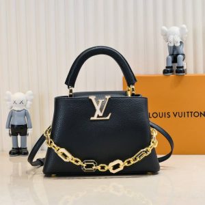 LOUIS VUITTON CAPUCINES BB BAG WITH CHARM BLACK 27CM