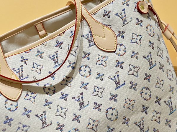 LOUIS VUITTON NEVERFULL MM MONOGRAM JACQUARD FABRIC MULTICOLOR BEIGE 32CM M24905