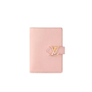 LOUIS VUITTON LV VERTICAL COMPACT WALLET TAURILLON LEATHER ROSE 12CM