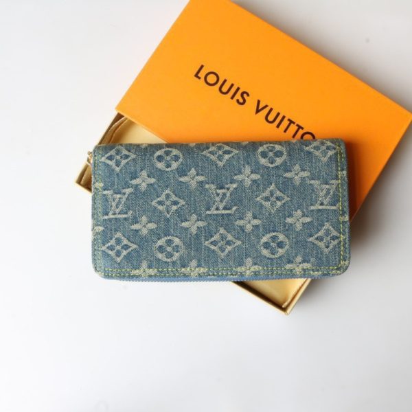 LOUIS VUITTON ZIPPY WALLET MONOGRAM DENIM BLUE 19CM M82958