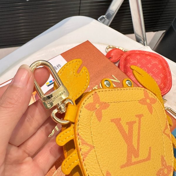 LOUIS VUITTON LV CRAB BAG CHARM LEATHER AND CANVAS YELLOW 9CM M01932